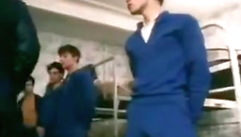 Mady's first time with a girl in front of the bathroom