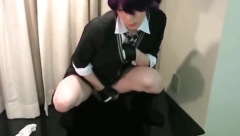 Sexy asian milf gets fucked by a toy