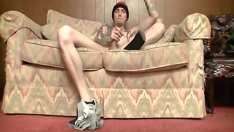 Married guy with huge boobs and dildo